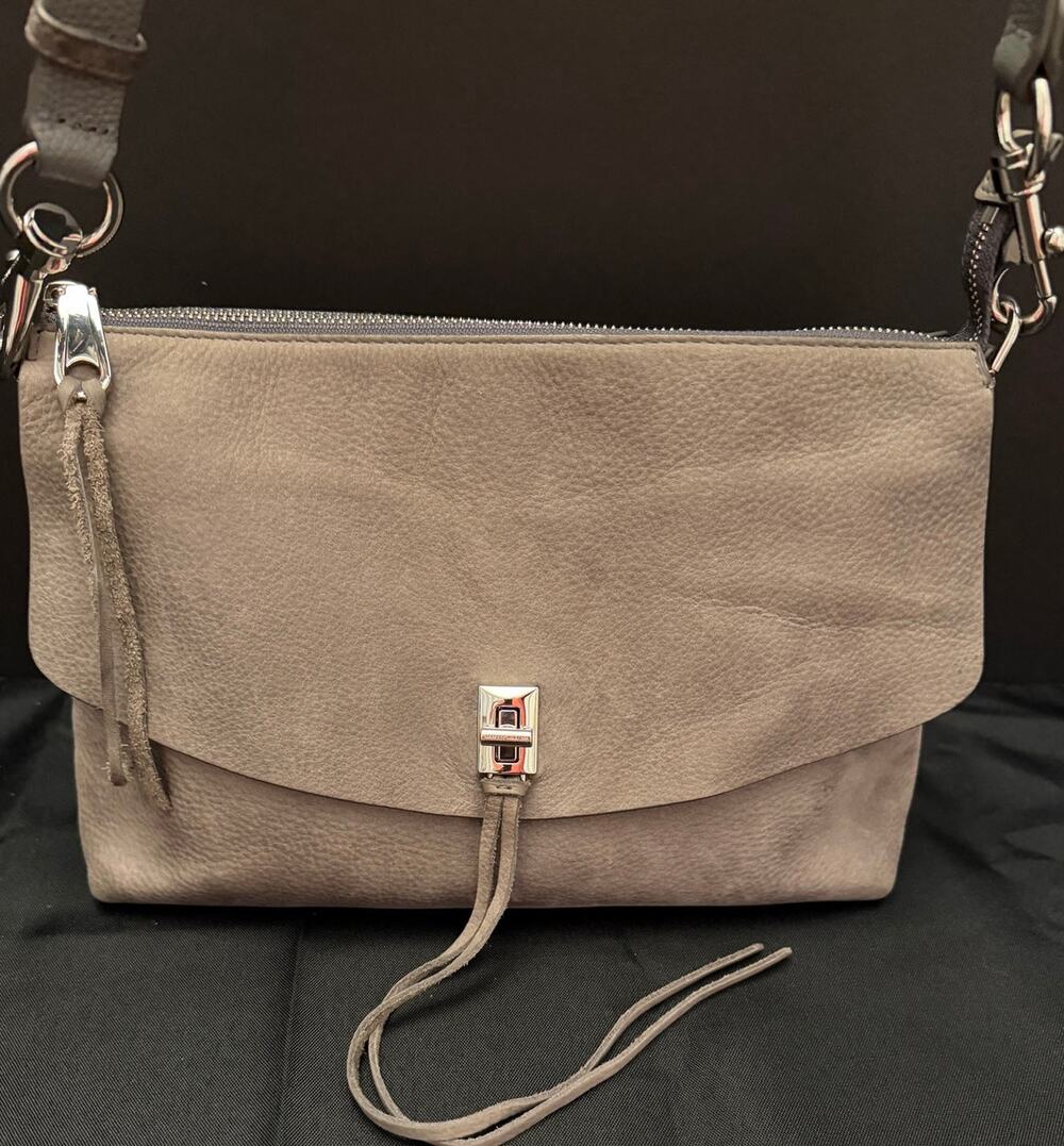 Rebecca Minkoff Darren Top Zip Convertible Crossbody/Shoulder Grey/Taupe Suede